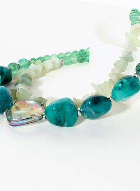 欧美复古不规则树脂串珠项链夸张颈链女Vintage resin necklace