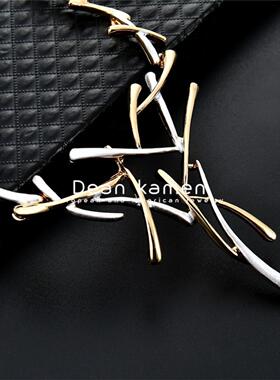 创意交叉项链耳钉Ornament double colored Cross Necklace women