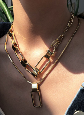 嘻哈风女锁项链Women multi-layer lock Pendant Necklace women