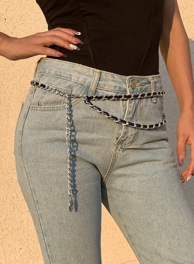 腰链2021新款潮小香风配饰高级感牛仔裤连衣裙性感金属腰带女装饰