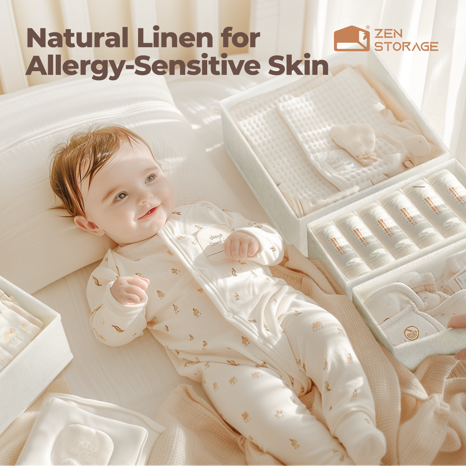 チュシンミ-婴儿衣物天山棉麻宝宝用品分隔整理箱内衣内裤收纳盒,淘宝优惠券,粉丝福利购,淘宝优惠卷