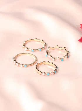 New accessories colorful 4 Piece Set Knuckle Rings 跨境戒指