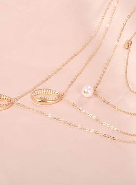 ethnic style multi-layer shell necklace cross border choker