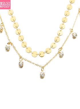 Jewelry Necklace Double-layer pendant hot sale zircon choker