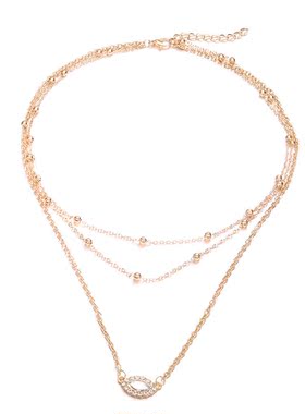 欧美项链 Multi-layered beads Lady Long pendant New necklace