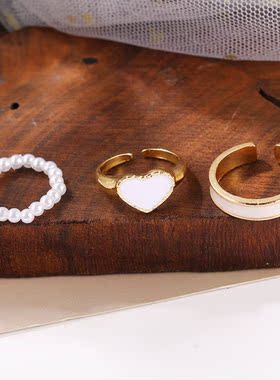 ins珍珠戒指女小众高级感 index finger ring Pearl rings female