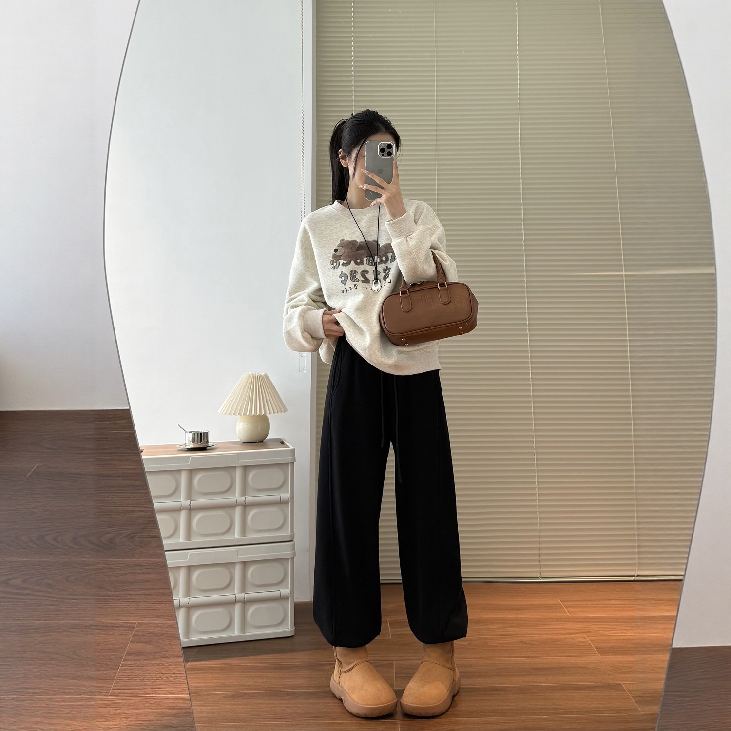 白色运动裤女秋冬季新款宽松直筒小个子高腰收口束脚香蕉卫裤加绒,淘宝优惠券,粉丝福利购,淘宝优惠卷