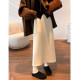 Women's woolen slit mid-length skirt plus fleece