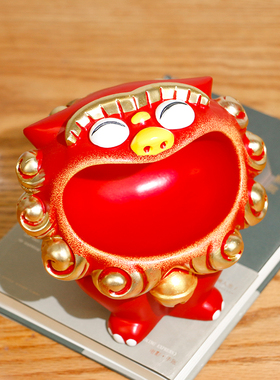 狮三百®张大嘴可爱卡通创意狮子客厅桌面装饰首饰收纳摆放摆件