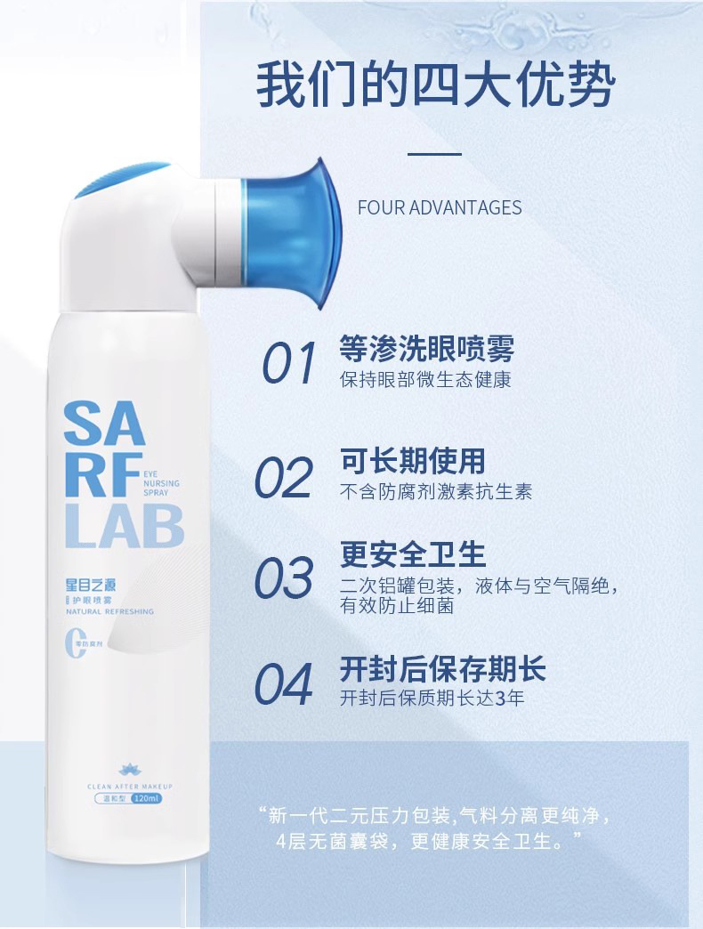 星目之源洁净亮目洗眼液喷雾洗眼睛水眼部护理液无防腐剂120ml*2