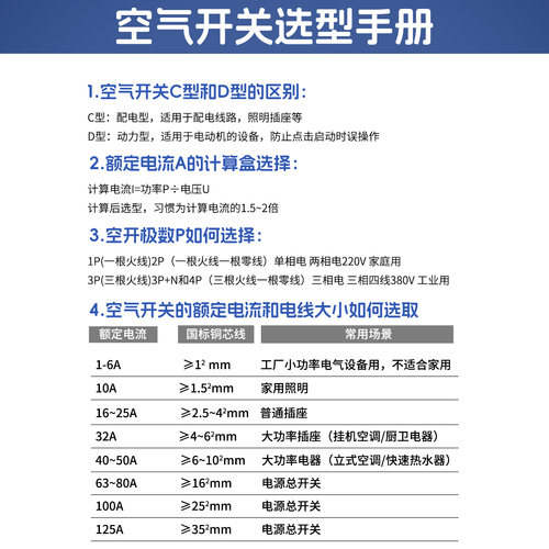 DZ47-63小型断路器空气开关1/2/3/4P电闸总开家用漏电保护开关32A - 图2