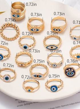 欧美时尚镀金油画恶魔之眼戒指名媛街拍时尚开口饰品女The ring
