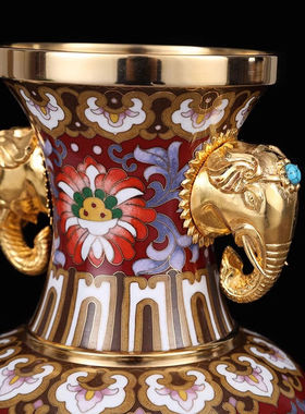 枫颂景泰蓝花瓶摆件富贵祥和瓶戴嘉林大师玄关装饰摆件创意乔迁礼