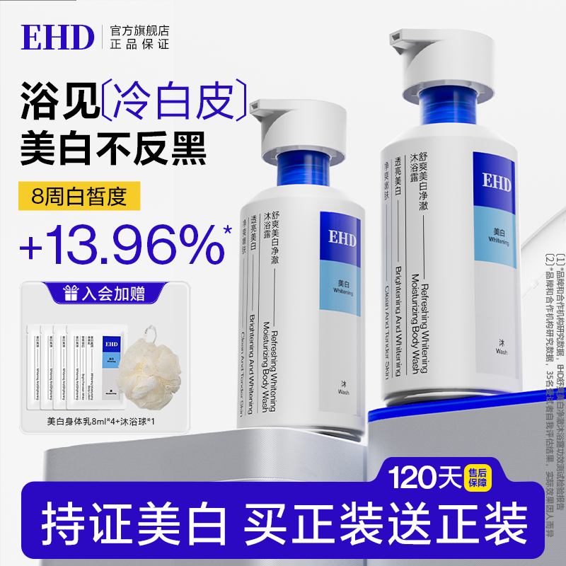 EHD沐浴露烟酰胺全身美白抗氧抑黑持久留香72小时男女身体乳套装