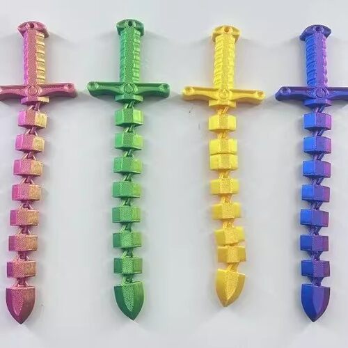 3D打印剑鞭玩具创意趣味儿童玩具可弯曲伸缩关节活动解压神器益智 - 图2