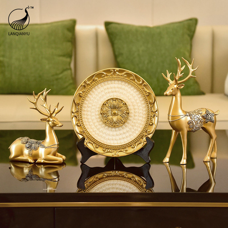 欧式客厅电视柜酒柜玄关摆件大气轻奢g装饰品高档现代摆设家居饰