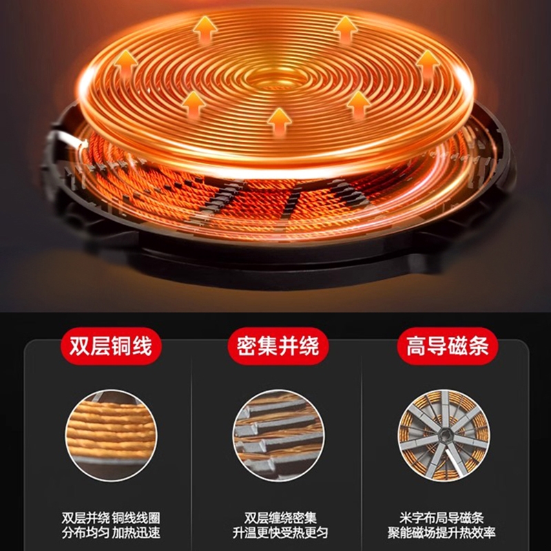 澎钛商用电磁炉3500W多头2/4/6/8仔炉灶多眼电陶炉大功率麻辣烫煲 - 图3
