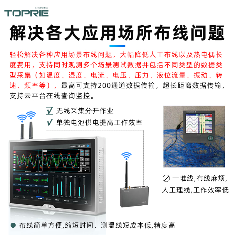 无线数据记录仪拓普瑞TP1100远程万能数据采集多通道全隔离测温仪 - 图1