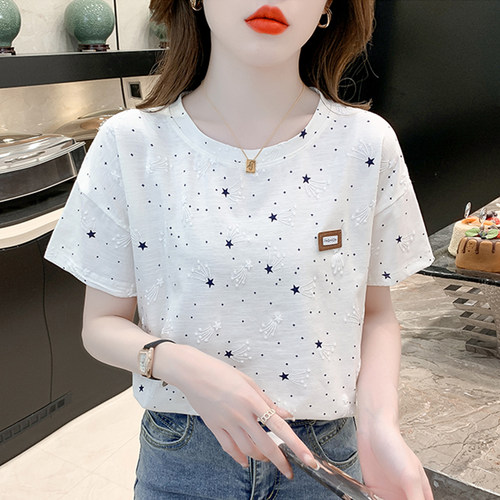 清仓女装纯棉短袖t恤女2026夏季韩版宽松百搭圆领印花体恤上衣ins - 图3