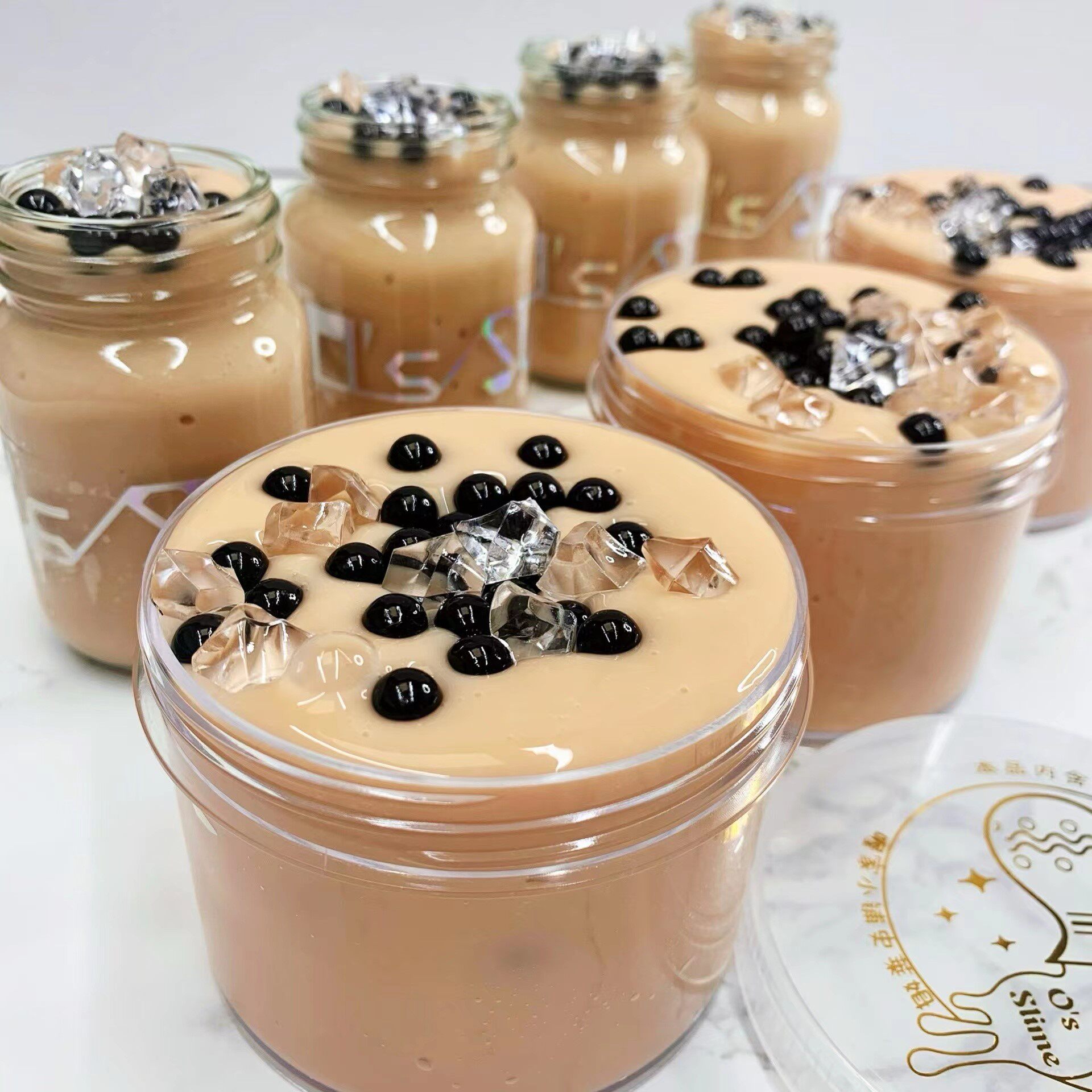 喔家の黑眼豆豆奶茶泥 手工制作玩具 起泡清脆 解压泥