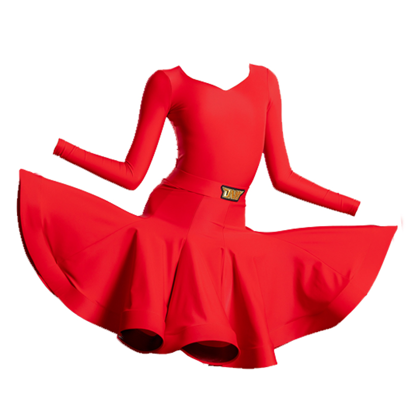 DNW欧标女童专业网红儿童拉丁舞考级比赛服少儿规定服大裙摆舞服 - 图3