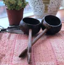 Thai Coconut Shell Scoop WATER SCOOP DAY STYLE LONG HANDLE WATER LADYLE WATERING SPOON HOME SPA TEA PASS CREATIVE SPOON