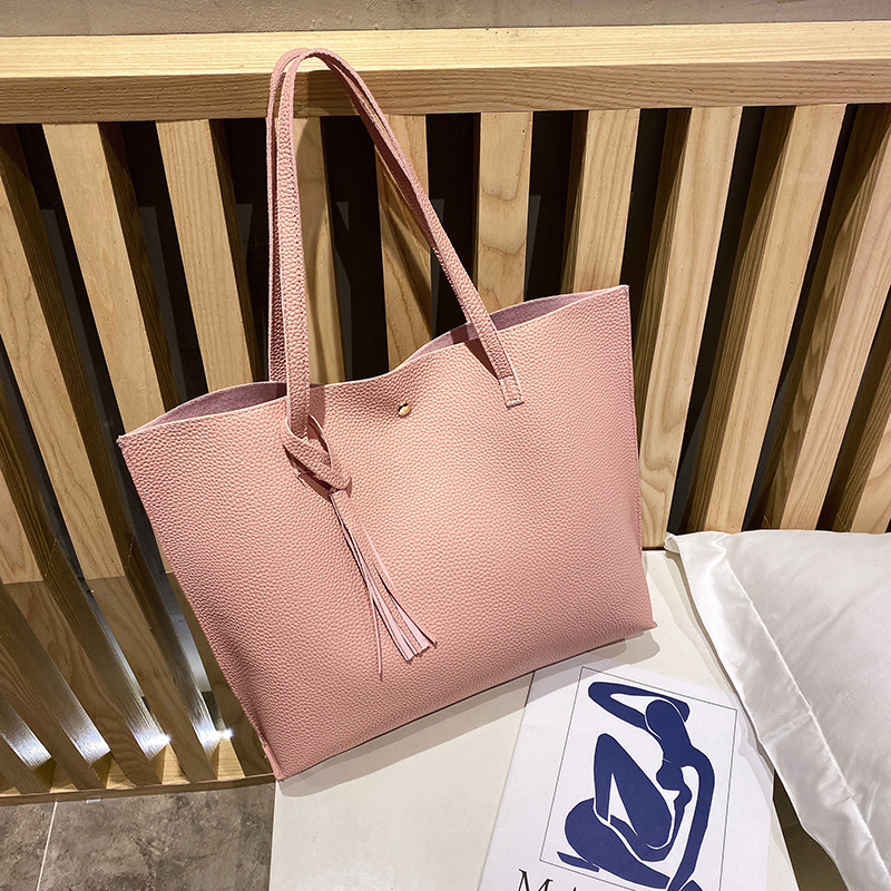 荔枝纹购物袋2021women handbags外贸女包包女韩版时尚手提袋 - 图2
