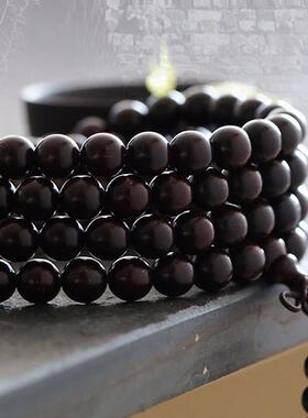 印度野生沧桑包浆老料满金星小叶紫檀手串2.0佛珠男女款108颗