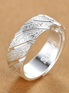 男士高级纯银戒指开口简约