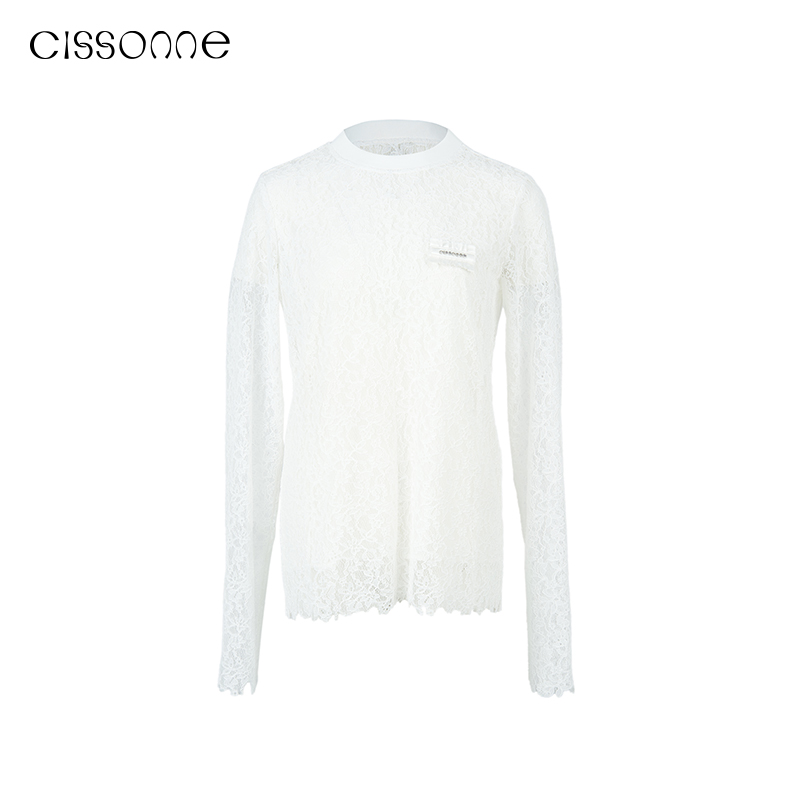 CISSONNE赛颂款立体蕾丝面料法式气质甜美精致柔顺套头上衣 - 图3