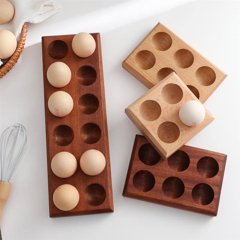 实木鸡蛋托蛋格家用厨房鸡蛋收纳盒鸭蛋托盘鸡蛋置物架防碎蛋托 - 图2