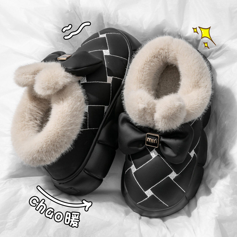 时尚蝴蝶结儿童棉拖鞋女童冬季新款包跟厚绒保暖防滑可爱棉鞋女士,淘宝优惠券,粉丝福利购,淘宝优惠卷