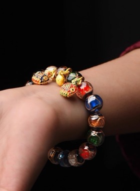 香灰琉璃手串十全十美吞金兽多宝