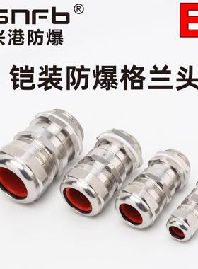 不锈钢铠装接管式防爆格兰头DN15金属隔爆一内一外电缆密封填料函