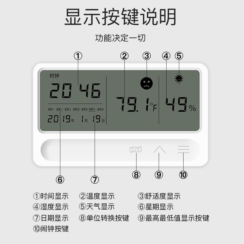 智能电子温湿度计家用精准室内创意婴儿房壁挂检测仪温度显示器-图2