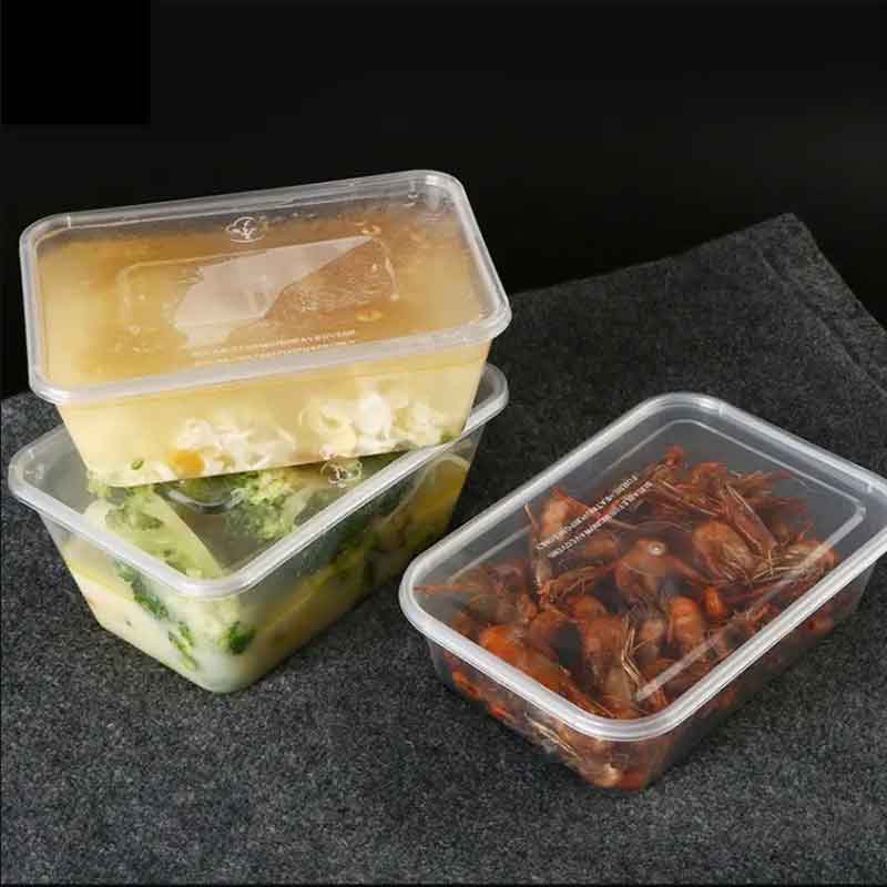 长方形餐盒一次性打包盒加厚塑料商用快餐盒外卖打包饭盒食品带盖 - 图1