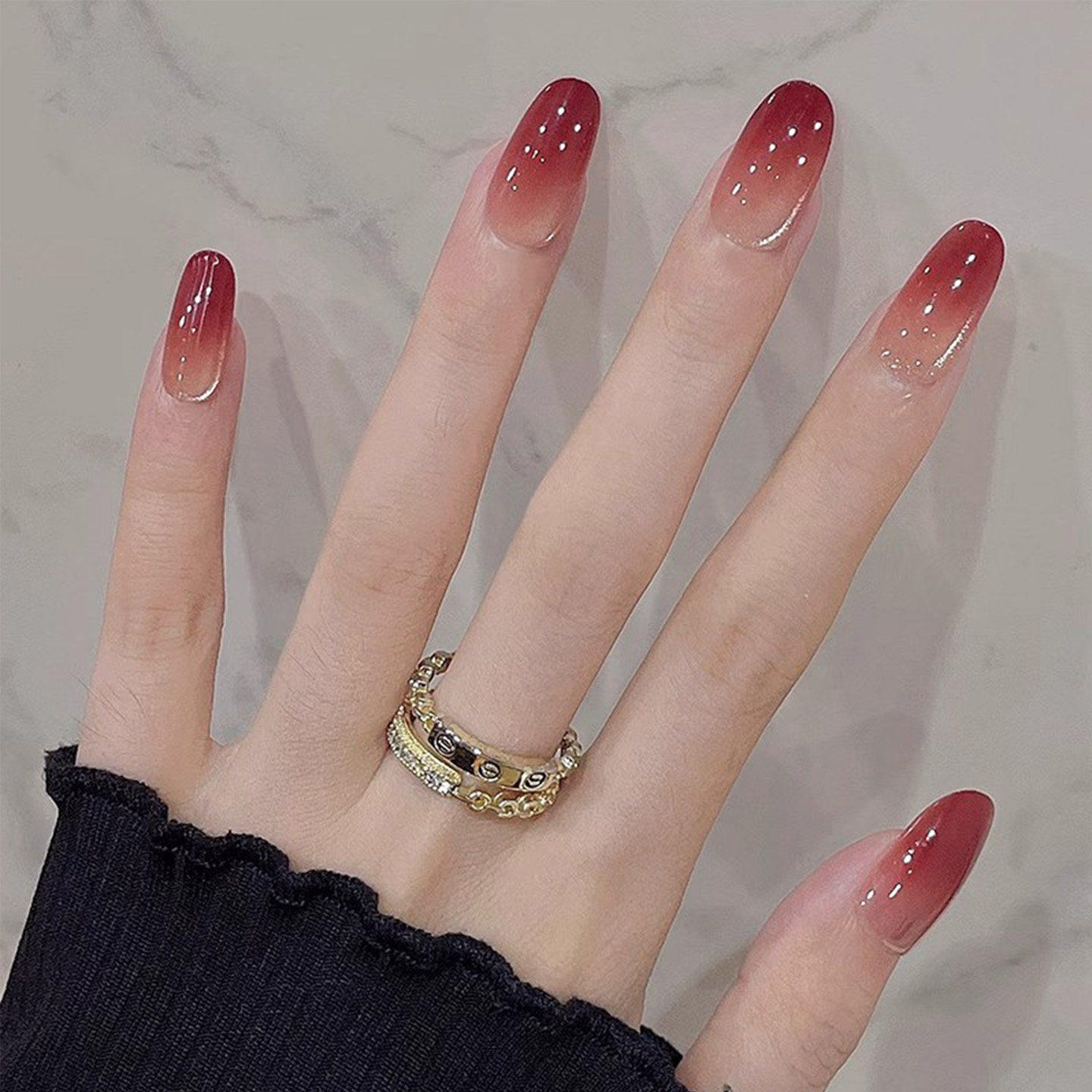 2026年新款手工穿戴甲冰镇石榴红色显白高级感猫眼美甲贴片成品,淘宝优惠券,粉丝福利购,淘宝优惠卷