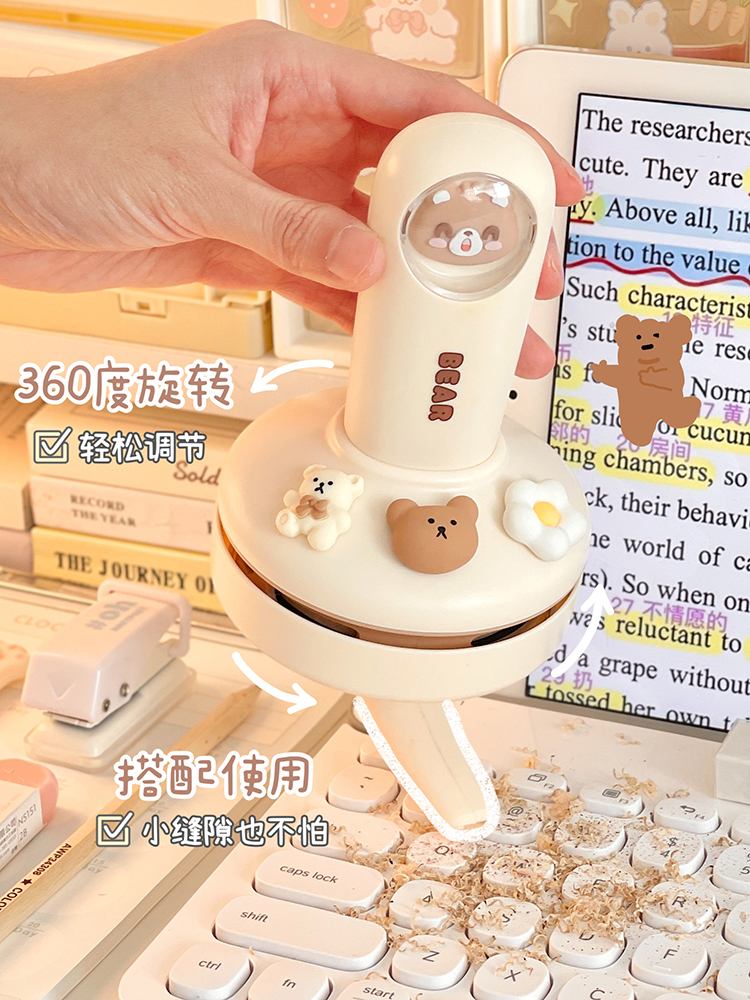 小学生桌面清洁器电动大吸力吸尘器迷你小型充电式儿童学习专用随手持橡皮擦屑铅笔灰键盘无线自动清理神器家 - 图1