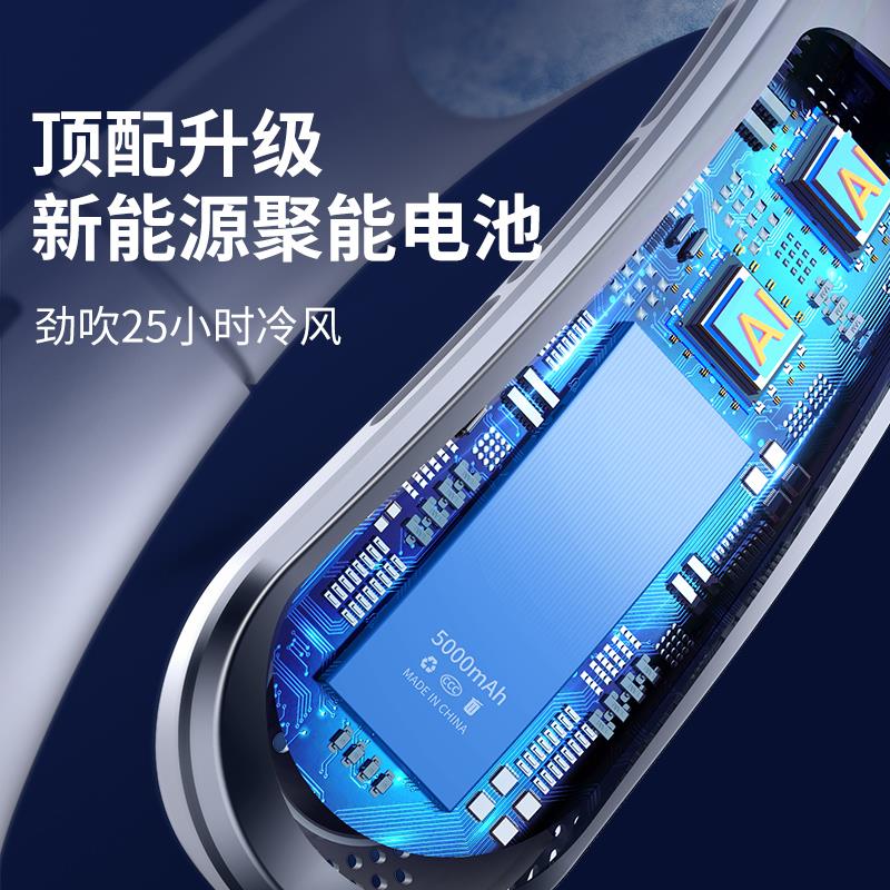 2025新款挂脖风扇便携式冰瓷无叶迷你户外办公室制冷USB充电懒人小风扇挂脖空调制冷充电小风扇超长续航 - 图3