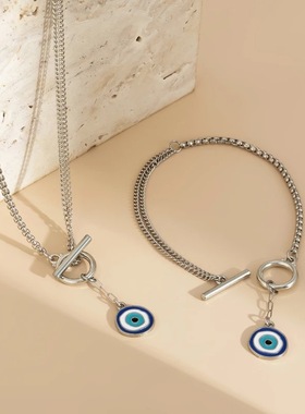 欧美饰品嘻哈朋克恶魔之眼吊坠项链Devil's Eye Pendant Necklace