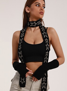 2023时尚百搭五角星针织配饰围巾四季可配 Fashion knitted scarf