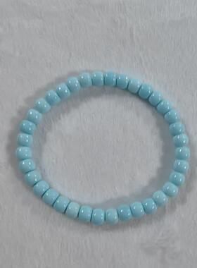 高瓷白蓝算7珠盘珠手串松石diy散珠配然天菱镁矿老型珠手绿链