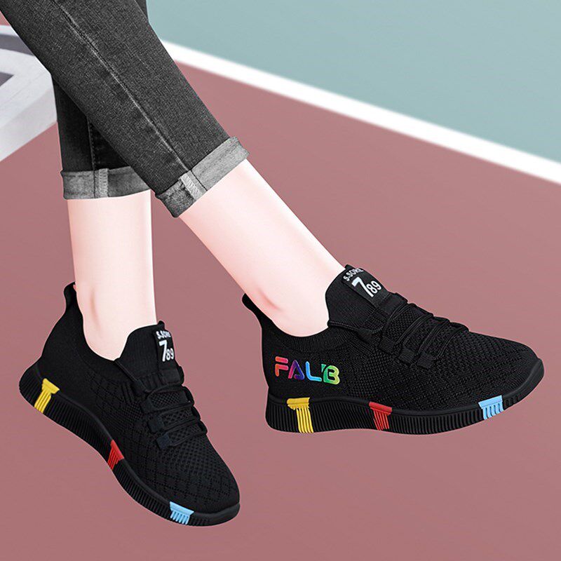 菲荙冰丝女鞋菲达女士飞织透气运动网面鞋韩版时尚潮流跑步休闲鞋