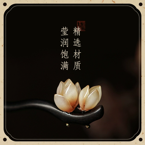 Китайская шпилька из сандалового дерева, современная деревянная универсальная заколка для волос, аксессуар для волос, в цветочек, простой и элегантный дизайн