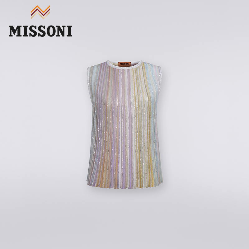 MISSONI/米索尼上衣女士金属质感圆领无袖针织背心-图3