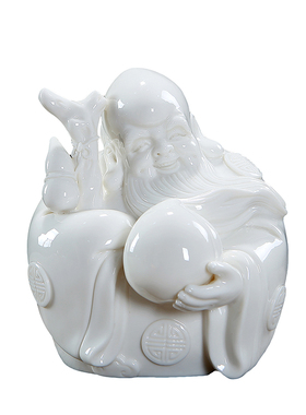 速发德化佛招福禄寿摆件祝寿礼品瓷财白瓷陶像家居客厅工艺品