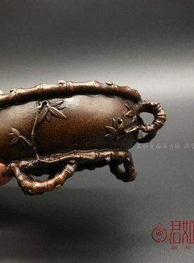 速发创意铜艺镂炉摆件全铜竹子香小炉铜香炉竹根香空熏香炉铜炉子