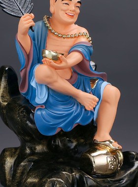 速发济公像树绘降龙罗汉李修缘新款道济家尚居和客厅摆件手工彩脂