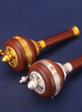 速发德田手摇自动记数转手转动浮雕实木合金双轴音静承西藏动摇转