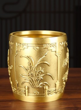 速发实心铜笔筒摆件梅兰竹菊笔筒摆八仙笔筒摆件笔公桌书房办筒铜